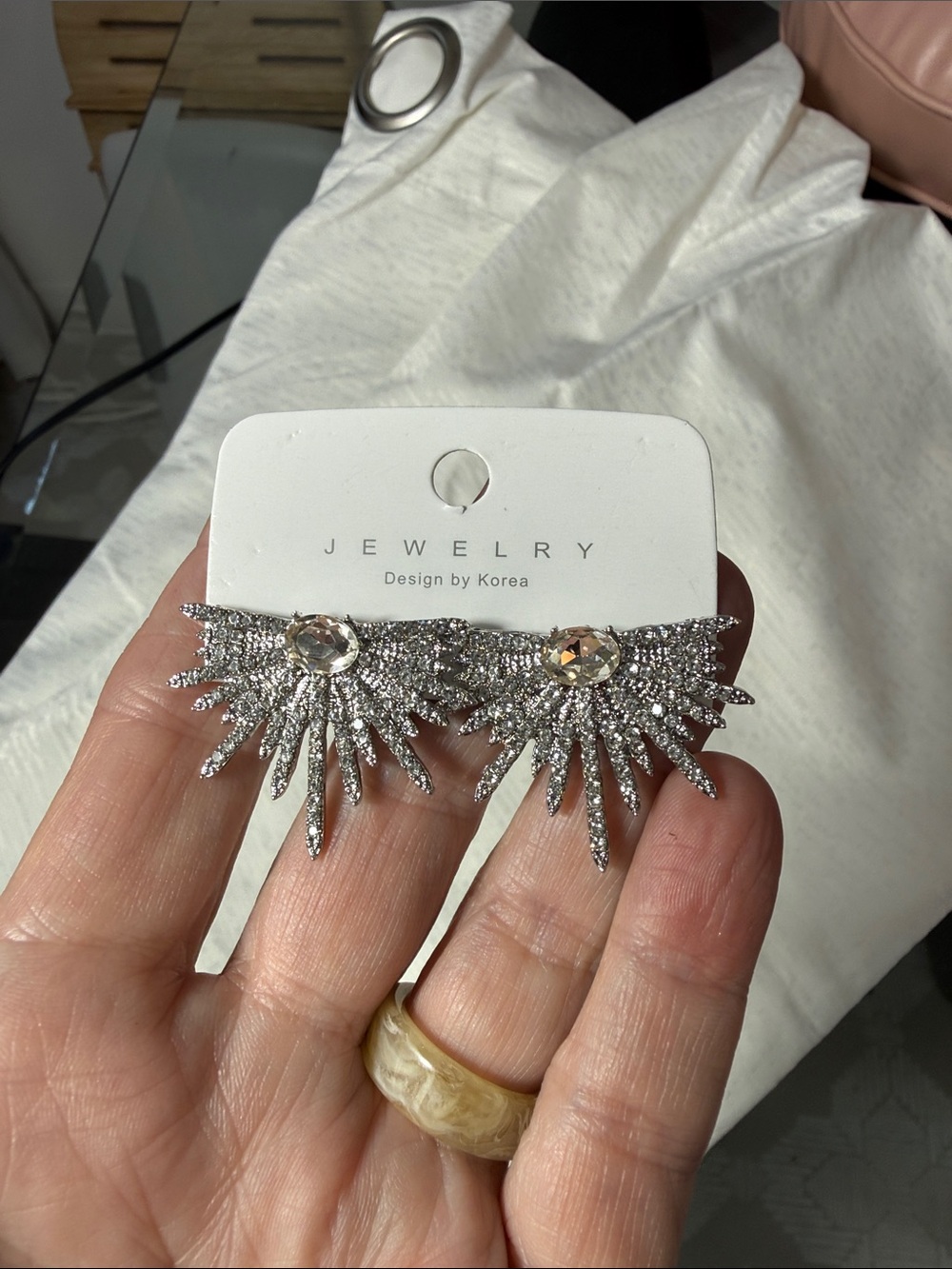 ART DECO zircon starburst post earrings brand new